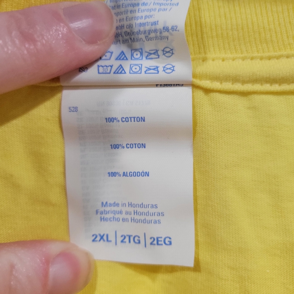 Port and Company Short Sleeved Yellow Tee / Woman With Afro and Hoop Earrings - Picture 4 of 8